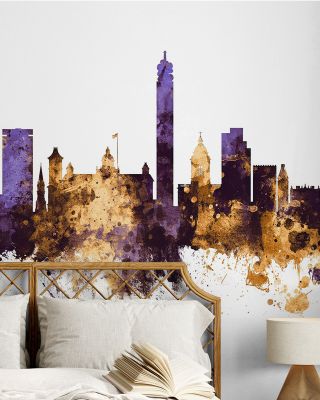Birmingham England Skyline Purple & Gold