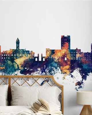 Bloomington Indiana Skyline Blue & Bronze