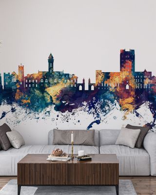 Bloomington Indiana Skyline Blue & Bronze