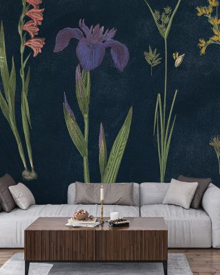 Botanical Floral Chart II Dark Blue