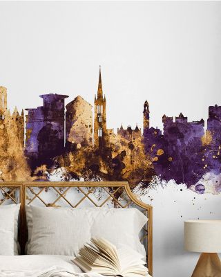Bournemouth England Skyline Purple & Gold