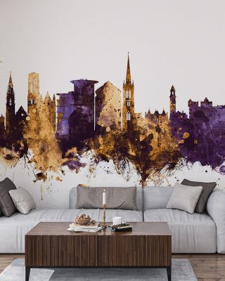 Bournemouth England Skyline Purple & Gold