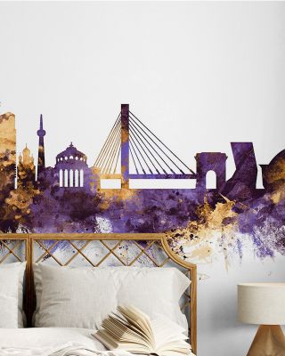 Bucharest Romania Skyline Purple & Gold