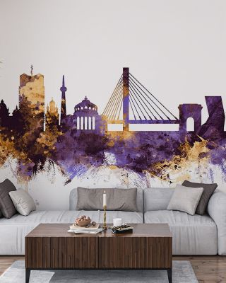 Bucharest Romania Skyline Purple & Gold