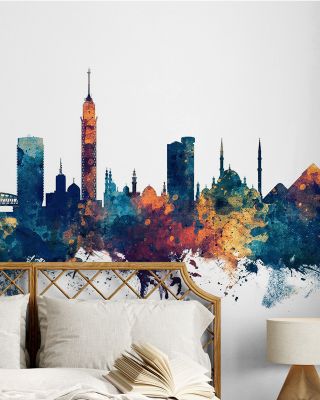 Cairo Egypt Skyline Blue & Bronze