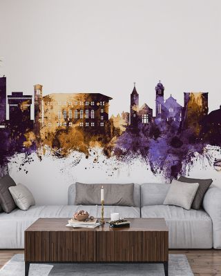 Cedar Falls Iowa Skyline Purple & Gold