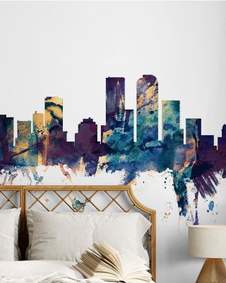 Denver Skyline Blue & Bronze