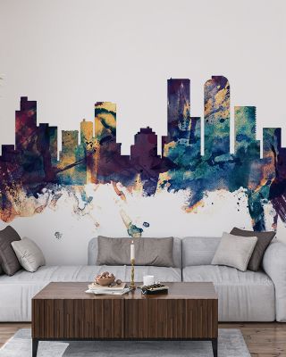 Denver Skyline Blue & Bronze