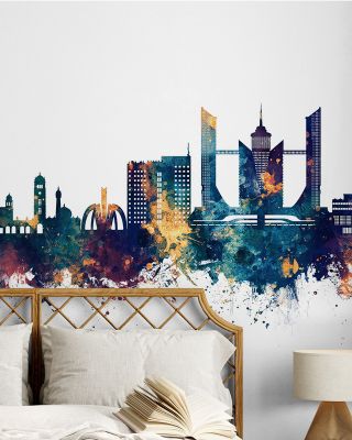 Faislabad Pakistan Skyline Blue & Bronze