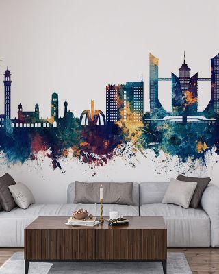 Faislabad Pakistan Skyline Blue & Bronze