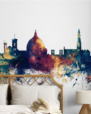 Florence Italy Skyline Blue & Bronze