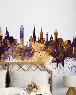 Glasgow Scotland Skyline Purple & Gold