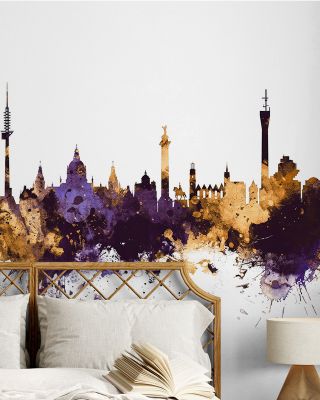 Hannover Germany Skyline Purple & Gold