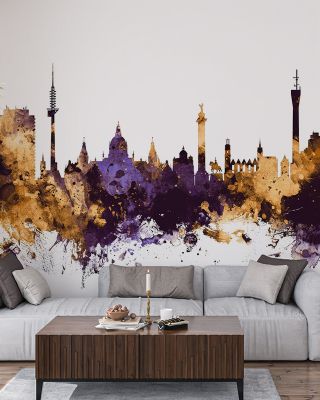 Hannover Germany Skyline Purple & Gold