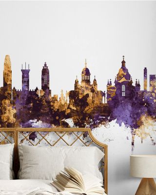 Helsinki Skyline Purple & Gold