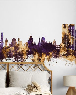 Hyderabad Skyline Purple & Gold