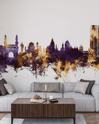 Hyderabad Skyline Purple & Gold