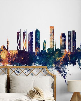 Izmir Turkey Skyline Blue & Bronze