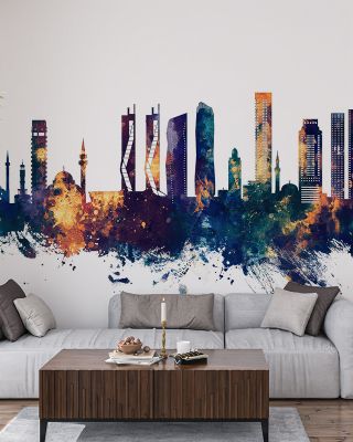 Izmir Turkey Skyline Blue & Bronze