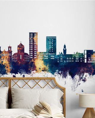 Kingston upon Thames England Skyline Blue & Bronze Wallpaper