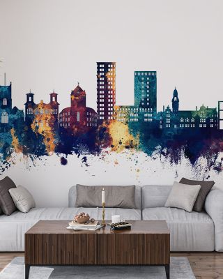 Kingston upon Thames England Skyline Blue & Bronze Wallpaper