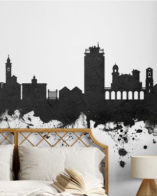 Lugano Switzerland Skyline Black & White Wallpaper