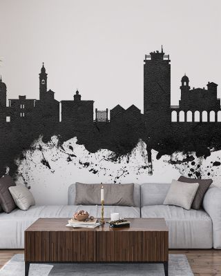 Lugano Switzerland Skyline Black & White Wallpaper
