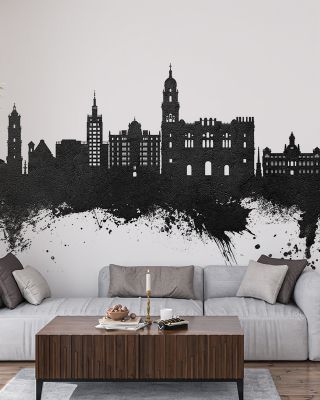 Málaga Spain Skyline Black & White Wallpaper