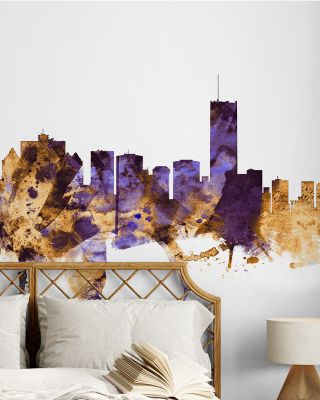 Montreal Canada Skyline Purple & Gold Wallpaper
