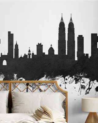 Mumbai Skyline India Bombay Black & White Wallpaper