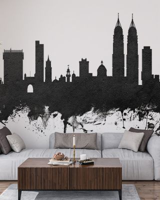 Mumbai Skyline India Bombay Black & White Wallpaper