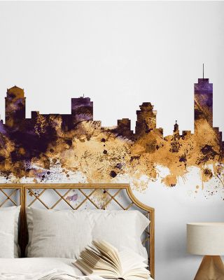 Nashville Tennessee Skyline Purple & Gold Wallpaper