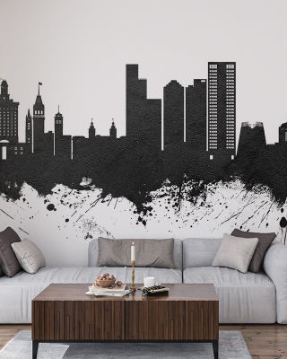 Oakland California Skyline Black & White Wallpaper
