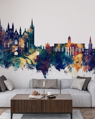Peterborough England Skyline Blue & Bronze Wallpaper