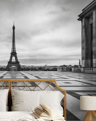 Place du Trocadéro BW Wallpaper