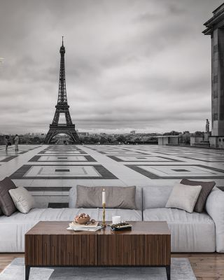 Place du Trocadéro BW Wallpaper
