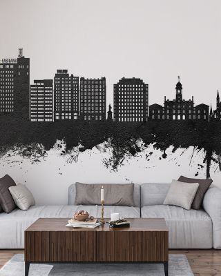 Portland Maine Skyline Black & White Wallpaper