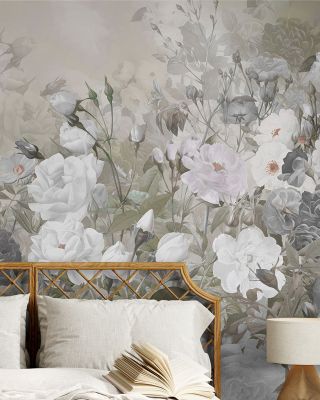 Rose Garden Forest Green Wallpaper