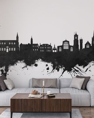 Salisbury England Skyline Black & White Wallpaper