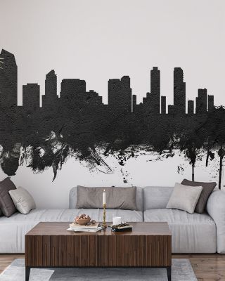 San Diego California Skyline Black & White Wallpaper