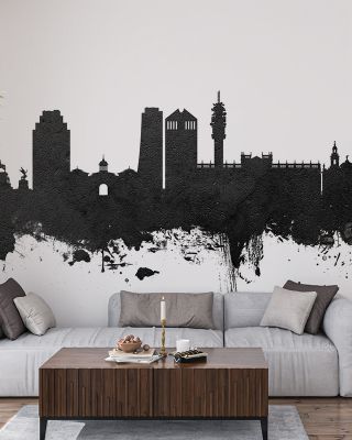 Santiago de Chile Skyline Black & White Wallpaper
