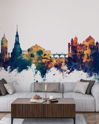 Schaffhausen Switzerland Skyline Blue & Bronze Wallpaper