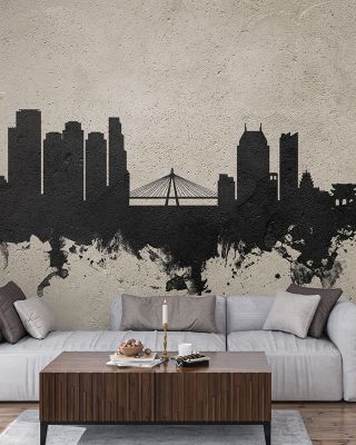 Seoul Skyline Concrete Wallpaper