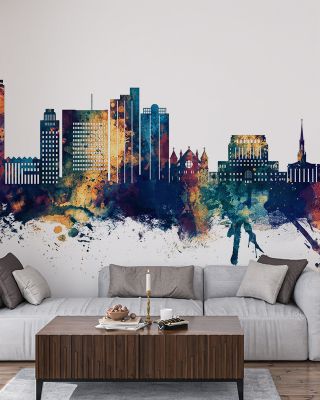 Shreveport Louisiana Skyline Blue & Bronze Wallpaper