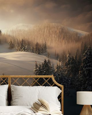 Snow Sunset Illustration Wallpaper