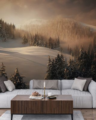 Snow Sunset Illustration Wallpaper