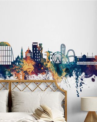 Southend-on-Sea England Skyline Blue & Bronze Wallpaper