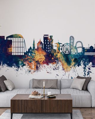 Southend-on-Sea England Skyline Blue & Bronze Wallpaper