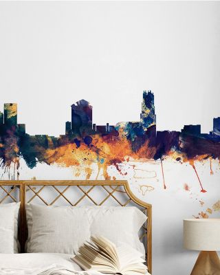 Tampa Florida Skyline Blue & Bronze Wallpaper