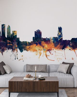 Tampa Florida Skyline Blue & Bronze Wallpaper